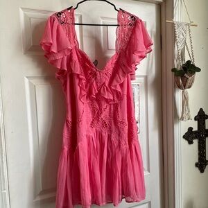 Salmon pink butterfly dress